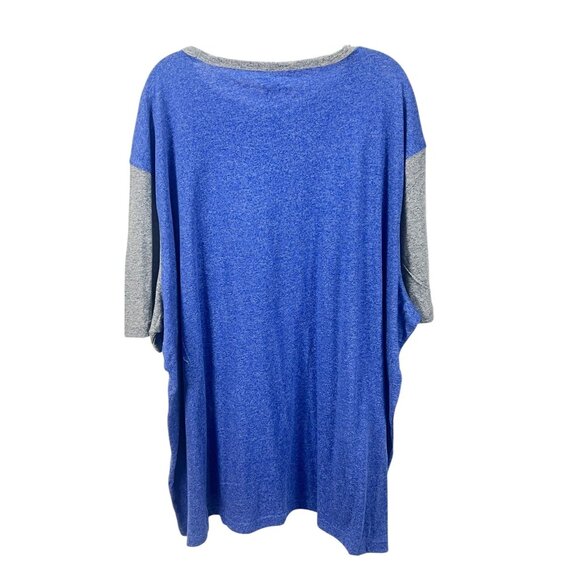 Majestic Mens Blue Gray Raglan T-Shirt 5XL Cotton Blend Short Sleeve Casual - Picture 2 of 7